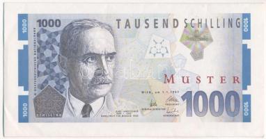 Osztrák pénzboríték, rajta az 1997-es 1000 Schillinges nyomtatott képével