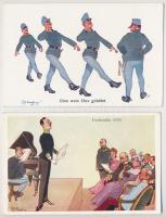 5 db RÉGI Schönpflug katonai képeslap hátoldalon ragasztónyomokkal / 5 pre-1945 Schönpflug K.u.k. mi...