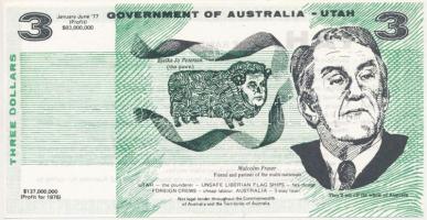 Ausztrália 1976. 3$ Malcolm Fraser - UTAH gúnypénz T:I,I- Australia 1976. 3 Dollars Malcolm Fraser - UTAH mock money C:UNC,AU