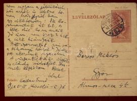 Kállai Ernő író, műkritikus autográf levelezőlapja Bozsos Miklós szobrászhoz