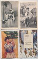 7 db RÉGI lengyel üdvözlő képeslap népviseletekkel / 7 pre-1945 Polish greeting postcards with folklore motive