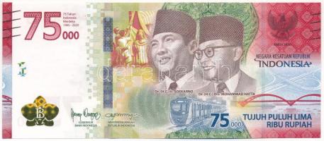 Indonézia 2020. 75.000R "A függetlenség 75. évfordulója" emlékkiadás T:I Indonesia 2020. 75.000 Rupiah "75th anniversary of the independence" commemorative issue C:UNC