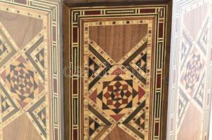 Nyolcszögletű asztalka, berakásos, indiai, fa, hibátlan. m:52 cm, d: 41 cm