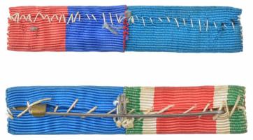 1938-1940. Katonai kitüntetés szalagsáv párok: HM. Legénységi Szolgálati Jel, Erdélyi Emlékérem + Fe...