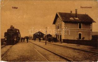 1910 Tállya, vasútállomás, gőzmozdony, vonat. Gottfried Sámuel kiadása (EM)