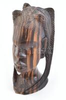 Nigéria, faragott ébenfa, női fej, hibátlan, 1980 körül m: 22,5 cm,