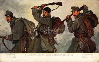 Weltkrieg 1914-1916 - K.u.K. Inft.-Regt. von Gaudernak Nr. 85. Verlag K.u.K. Kmdo. der 27. Inf. Trp. Dion. A tiszta jövedelem a Kárpátokban elpusztított falvak újjáépítésére és a második hadsereg legénységi özvegyei és árvái alapítványra fordíttatik / WWI Austro-Hungarian military infantry regiment s: Hans Larwin