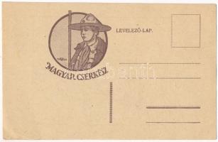 Zászlójelzés. Magyar Cserkész kiadása / Hungarian boy scout art postcard (EK)