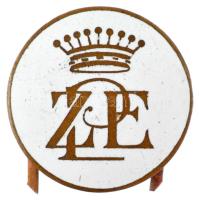 ~1925. "ZPE" A Zichy-Pallavicini Edina Őrgrófnő Felső Kereskedelmi Iskola monogramos, 9 ágú grófi koronás, zománcozott tombak sapkajelvénye (25mm) T:1