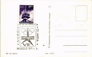 Miskolc, VII. Nyári Úttörő Olimpia Miskolc 1971. Képzőművészeti Alap Kiadóvállalat + So. Stpl