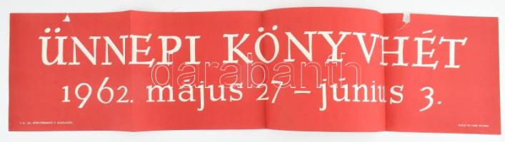 Ajándékozzon könyvet plakát, hajtva, hátul firkákkal Bócz István grafikájával + könyvhét csíkplakát