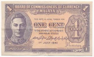 Malaya / Brit Közigazgatás 1941. 1c T:III Malaya / British Administration 1941. 1 Cent C:F Krause P#6