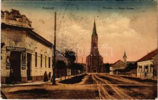 1914 Budapest XIX. Kispest, Fő utca, Hamm András üzlete, templom (EK)