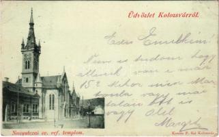 1898 (Vorläufer) Kolozsvár, Cluj; Nagy utcai református templom. Kováts P. és fiai kiadása / Calvinist church