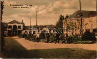 1922 Tarcsa, Tarcsafürdő, Bad Tatzmannsdorf; Kurplatz / Fürdőtér. Helene Hönigmann kiadása / spa, square (EK)