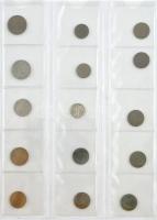 25db-os, főleg magyar érmékből álló tétel, közte ~1540. Denár Ag Ferdinánd töredék + 1800A 1kr Cu I. Ferenc, jó állapotú gyűjtőmappában 5 műanyag berakólappal T:vegyes