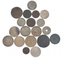 19db-os vegyes magyar, de nagyrészt külföldi ezüst és fém érmetétel, közte Montenegró 1912. 1P Ag "I. Miklós" T:2-3- 19pcs of mixed hungarian, but mostly foreign silver and metal coin lot, in it Montenegro 1912. 1 Perper Ag "Nicholas I" C:XF-VG