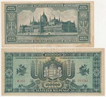 1946. 10.000MP (2x) + 1946. 100.000MP + 1946. 100.000.000MP mind "Magyar Éremgyűjtők Egyesületé...