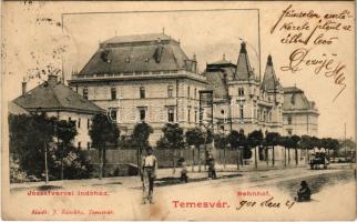 1901 Temesvár, Timisoara; Józsefvárosi indóház, vasútállomás. J. Raschka kiadása / Josefstädter Bahnhof / Iosefin railway station