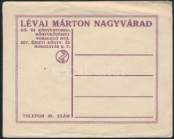 Lévai Márton Sírkőraktára, Kő- és Könyvnyomda, Nagyvárad, litho reklámlap és boríték, 2 db