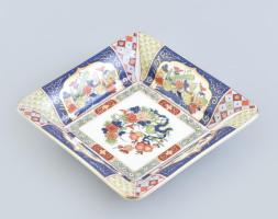 Japán mintás porcelán tál, matricás, jelzett, hibátlan, 13x13 cm
