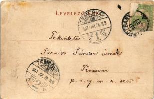 1907 Selmecbánya, Schemnitz, Banská Stiavnica; Piargská brána, Novy zámok, Kalvária / Hegybányai (Sz...