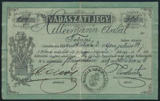 1889 Szekszárd, vadászati jegy, hajtott