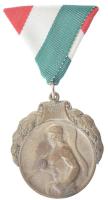 Berán Lajos (1882-1943) 1939. Ferencz Városi Torna Club ezüstözött bronz díjérem koszorú keretben, modern mellszalagon (50x47mm) T:2 kopott ezüstözés, patina