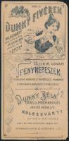 Dunky Fivérek cs. és kir. udvari fényképészek, Kolozsvár, számolócédula
