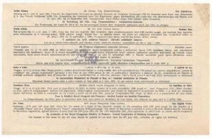 1941. "46. Osztálysorsjáték" 3. osztály 1/8 sorsjegy, "F" sorozat, felülbélyegzé...