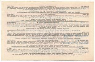 1941. "49. Osztálysorsjáték" 4. osztály 1/8 sorsjegy, "F" sorozat, felülbélyegzé...