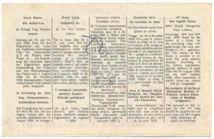 1939. "42. Osztálysorsjáték" 4. osztály 1/8 sorsjegy, "A" sorozat, felülbélyegzé...