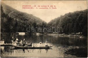 Pozsony, Pressburg, Bratislava; IX. Szárazmalom II. tó, csónakázók / 9. Landmühle, 2. Teich / lake, rowing boats (EK)