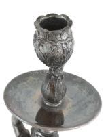Szent Márton a libával, figurális, ón gyertyatartó, kopott, m: 32,5 cm