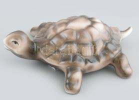 Hollóházi retró teknős, jelzett, hibátlan, 12,5x9cm