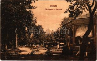 Pöstyén, Piestany; Fürdőpark, pavilon. Kaiser Ede kiadása / Kurpark / spa park, pavilion