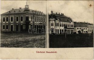 1916 Naszód, Nasaud; községháza, Aurora bank. Selmeczki Imre kiadása 162. / town hall, bank (EK)