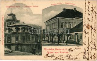 1902 Resica, Resita; Igazgatósági épület, polgári iskola. Weiss Adolf kiadása / Directions-Gebäude, Bürgerschule / directorate, school