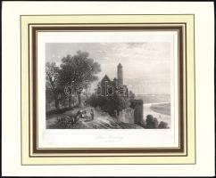 Karl Friedrich Würthle (1820-1902): Hornberg kastélya, a Neckar mentén. Acélmetszet, papír, jelzett a metszeten. Paszpartuban. Kissé foltos. 14x20,5 cm.