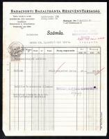 1939 Bp., Badacsonyi Bazaltbánya Részvénytársaság fejléces számla illetékbélyeggel