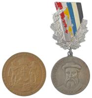 Szántó Gergely (1886-1962) 1927. "Királyi Magyar Egyetemi Nyomda" Br emlékérem (40mm) + 1948. "Gutenberg / Tipográfia Ny. T. E. - Biroczki János sporttársnak klubhűségéért" díjérem tűvel T:2,2- patina