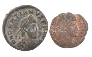 Római Birodalom / Siscia / Gratianus 367-383. Follis bronz (2,12g) + Antiochia / II. Constantius Follis bronz (1,87g) T:2-,3 Roman Empire / Siscia / Gratianus 367-383. Follis bronze DN GRATIANVS PF AVG / GLORIA [ROMANORVM] - gamma SIS delta + Antiochia / Constantius II 347-348. AE4 bronze DN CONSTAN-TIVS PF AVG / VOT XX MVLT XXX - SMANAI (1,87g) C:VF,F RIC VIII 86