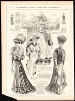 cca 1900 20 lap divatképekkel egy francia divatlapból (Le Moniteur de la Mode), egyik lap széle sérü...