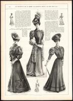 cca 1900 20 lap divatképekkel egy francia divatlapból (Le Moniteur de la Mode), egyik lap széle sérü...
