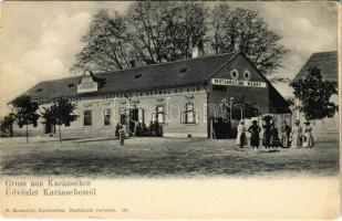 Karánsebes, Caransebes; Wehry Ferenc vendéglője az aranyszarvashoz, étterem.- H. Rosenfeld kiadása / Ospatarie la cerbul de aur / restaurant