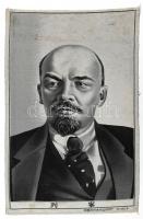 cca 1950 Kína: Lenin, Marx, Engels portré selyemképe, össz. 3 db, kissé foltos / China, Lenin, Marx, Engels silk picture, 3 pcs, slightly stained, 43x28 cm