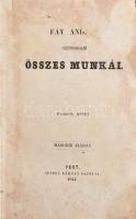 Fáy András szépirodalmi összes munkái. II. köt. Pest, 1847, Geibel Károly, 1 t. + XXIII+265 p. Második kiadás. Átkötött félvászon-kötésben, kissé kopott borítóval, foltos lapokkal, a címkép és a címlap sérült, hiányos.