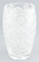 Dúsan csiszolt, ólomkristály váza, szép állapotban, m: 21 cm