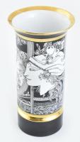 Hollóházi Szász Endre által tervezett mintával díszített porcelán váza. Matricás, jelzett, kopásokkal, m: 26 cm