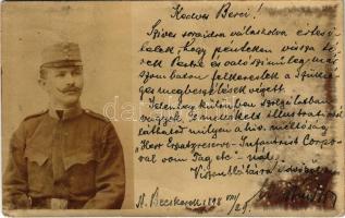 1898 (Vorläufer) Nagybecskerek, Zrenjanin, Veliki Beckerek; Wolf Sándor katonatiszt. Kallós Bertalan máv. mérnök úrnak (későbbi államtitkárnak) / K.u.k. military, soldier. photo (EK)